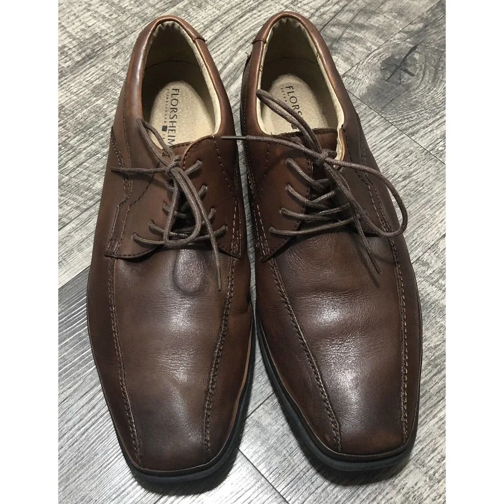 Florsheim Men's Oxford Brown Leather Dress Shoes Loafers Lace Up Tie Size 9D - Picture 7 of 8